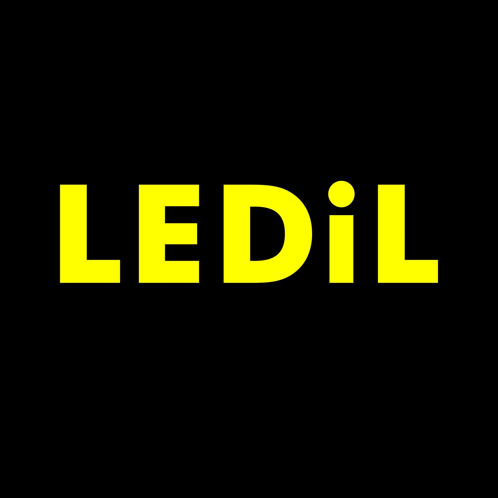 Ledil company logo, yellow on black.